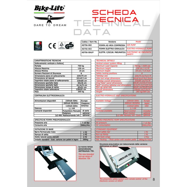 Table élévatrice BIKE LIFT Absolute 756 Split - AS756-003