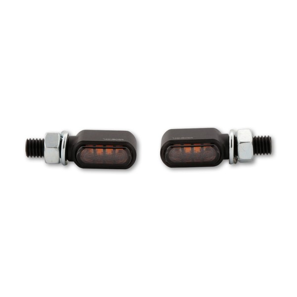 Clignotants LED CNC HIGHSIDER Little Bronx, noir, verre teinté, homologué E, paire
