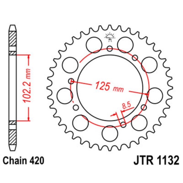 Kit chaîne JT/JT 420HDR 11/53 - couronne standard