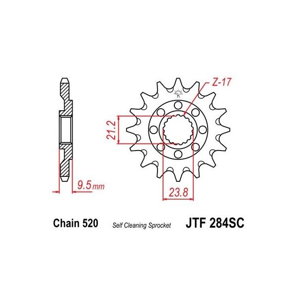 Pignon anti-boue acier 14 dents JT Sprockets chaîne 520 Honda CR250R