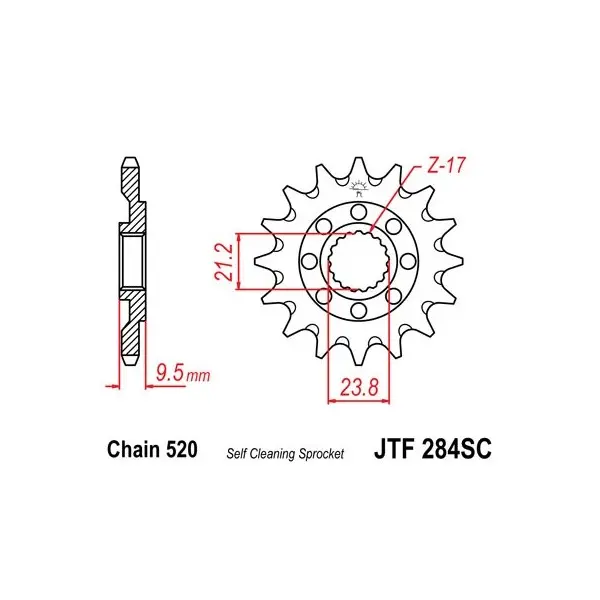 Pignon JT SPROCKETS acier anti-boue 284 - 520