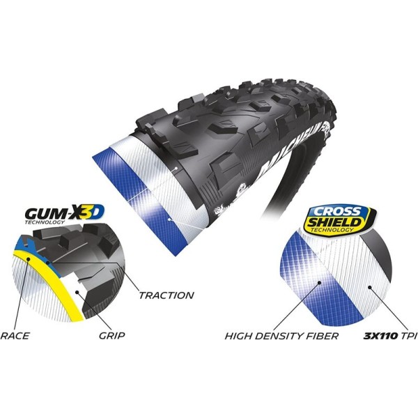 Pneu MICHELIN 27,5 x 2,25 (57 - 584) force xc tubeless ready