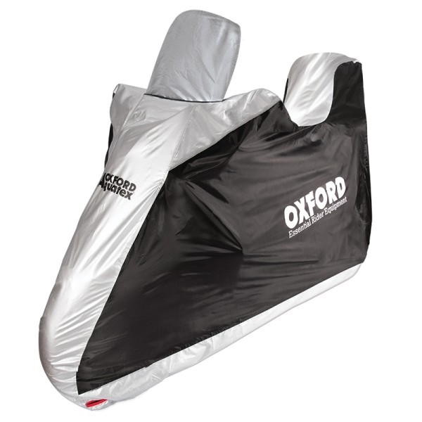 Housse de protection intérieur / extérieur OXFORD Aquatex noir/argent - scooter - avec Top case et bulle haute - S