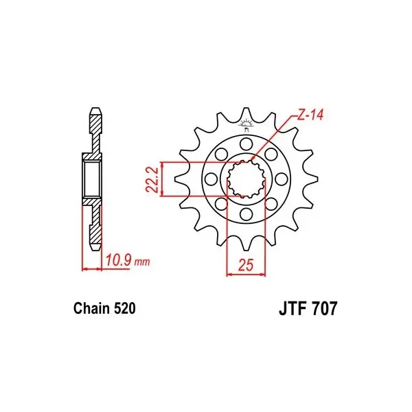 Pignon JT SPROCKETS acier standard 707 - 520