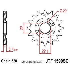 Pignon anti-boue acier 13 dents JT Sprockets chaîne 520 Yamaha YZ125