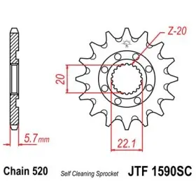 Pignon JT SPROCKETS acier anti-boue 1590 - 520