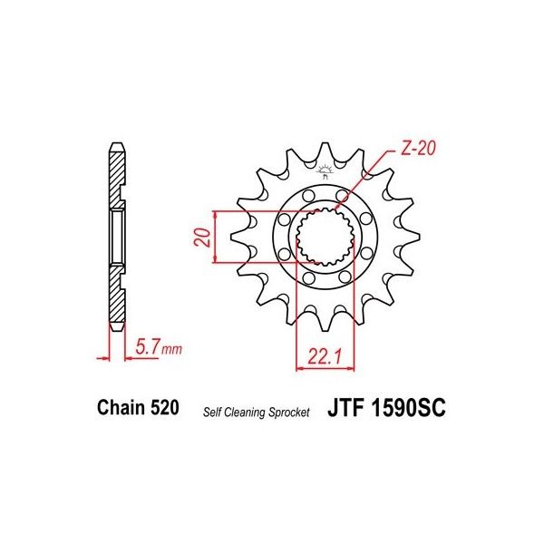 Pignon anti-boue acier 13 dents JT Sprockets chaîne 520 Yamaha YZ125