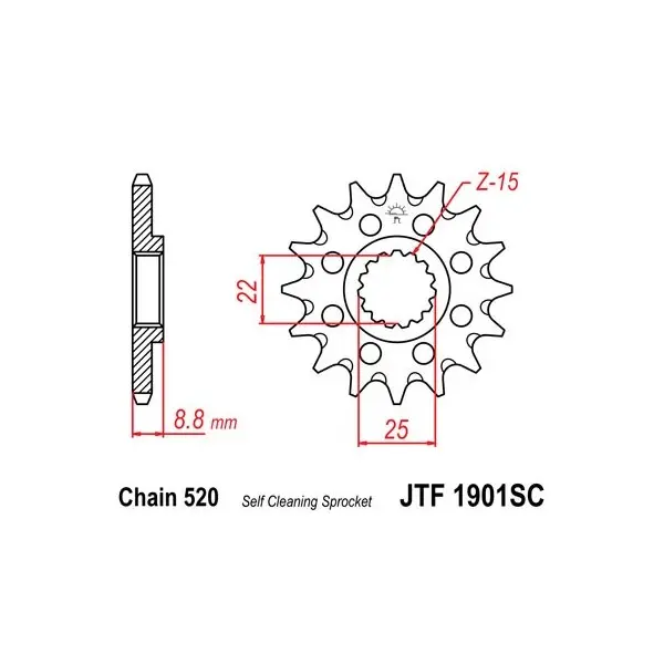 Pignon JT SPROCKETS acier anti-boue 1901 - 520