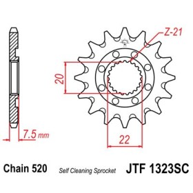 Pignon JT SPROCKETS acier anti-boue 1323 - 520