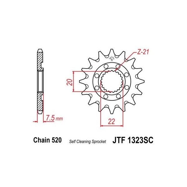 Pignon anti-boue acier 14 dents JT Sprockets chaîne 520 Honda CR125R