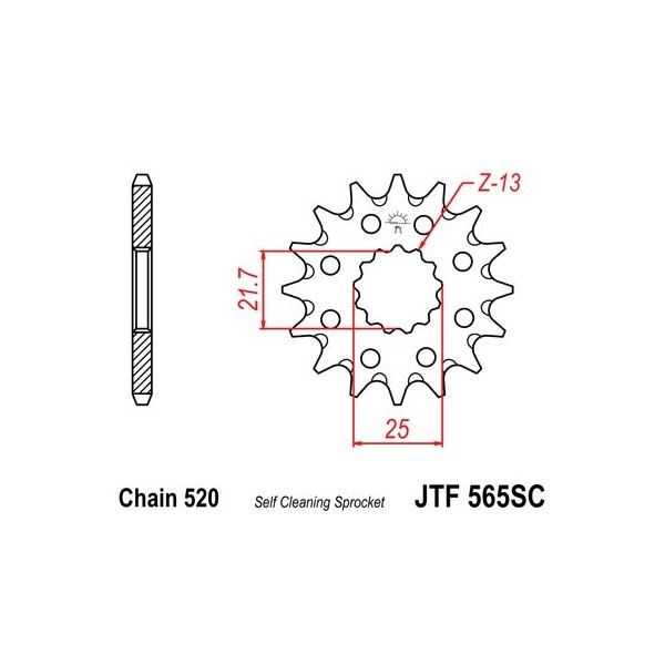 Pignon anti-boue acier 13 dents JT Sprockets Sprockets chaîne 520 Kawasaki KX250