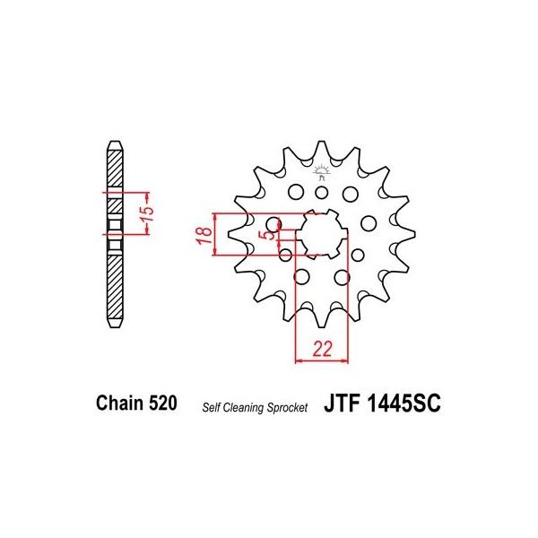 Pignon anti-boue acier 13 dents JT Sprockets chaîne 520 Kawasaki KX125