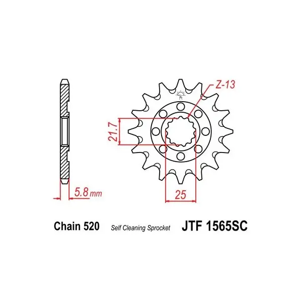 Pignon JT SPROCKETS acier anti-boue 1565 - 520