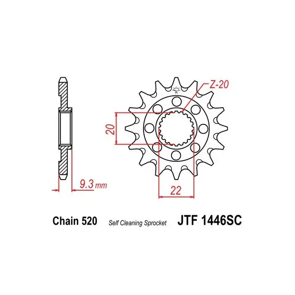 Pignon JT SPROCKETS acier anti-boue 1446 - 520