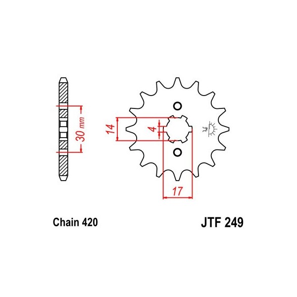 Pignon acier 13 dents JT Sprockets chaîne 420 Kawasaki KLX110