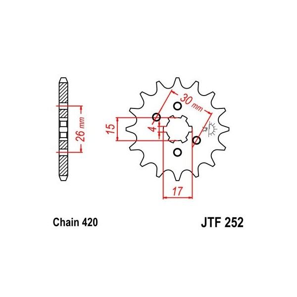 Pignon acier 14 dents JT Sprockets chaîne 420 