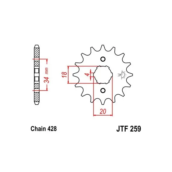 Pignon JT SPROCKETS acier standard 259 - 428