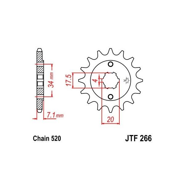 Pignon acier 13 dents JT Sprockets chaîne 520 Honda 