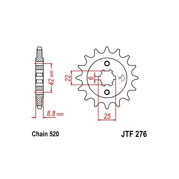 Pignon acier 16 dents JT Sprockets chaîne 520 Honda CB400