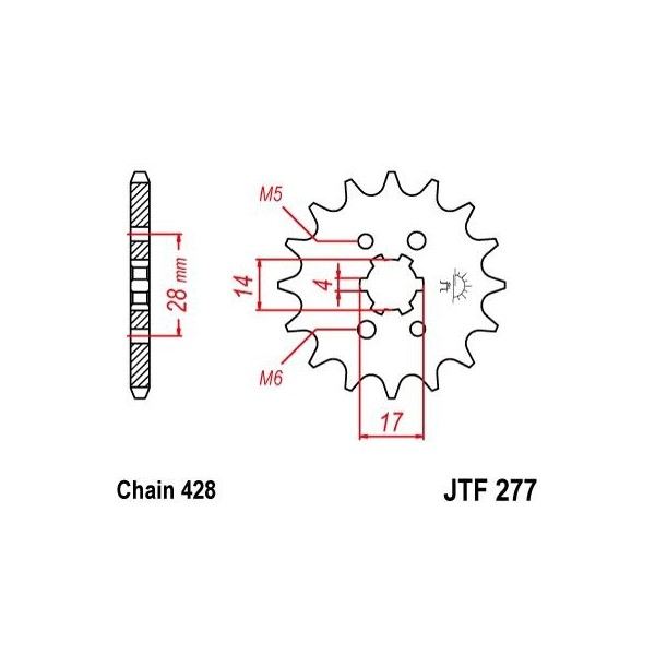 Pignon acier 13 dents JT Sprockets chaîne 428 HONDA TRX90X