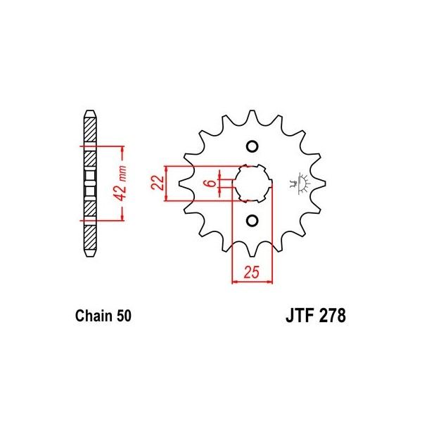 Pignon acier 16 dents JT Sprockets chaîne 530 Honda CB250G5