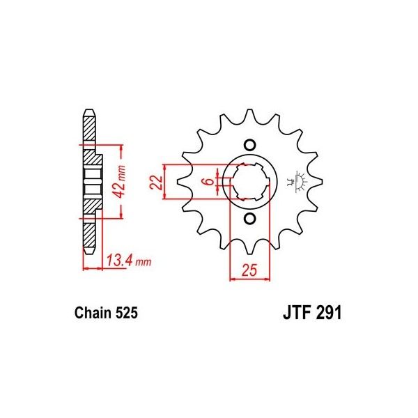 Pignon acier 16 dents JT Sprockets chaîne 525 Honda CB450