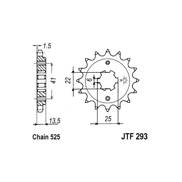 Pignon acier 15 dents JT Sprockets chaîne 525 Honda XL600V TRANSALP