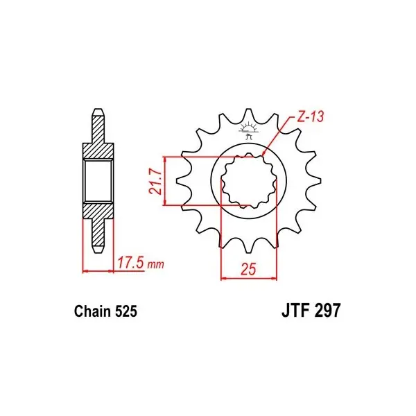 Pignon JT SPROCKETS acier standard 297 - 525