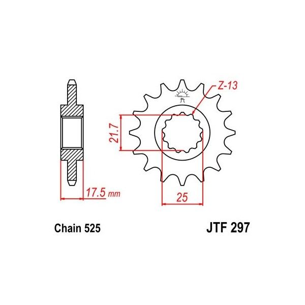 Pignon acier 15 dents JT Sprockets chaîne 525 Honda VFR400R NC30