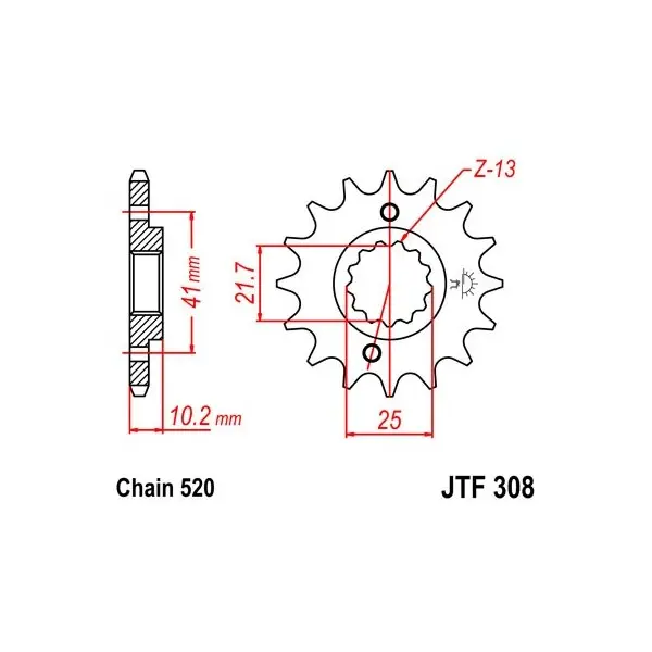 Pignon JT SPROCKETS acier standard 308 - 520