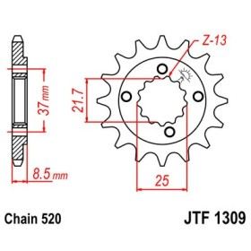 Pignon acier 14 dents JT Sprockets chaîne 520