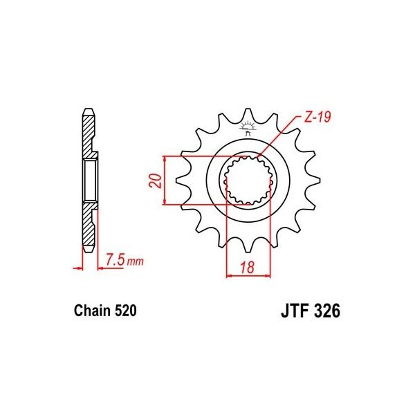 Pignon acier 13 dents JT Sprockets chaîne 520 Honda CR125R