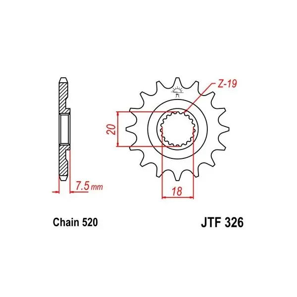 Pignon JT SPROCKETS acier standard 326 - 520