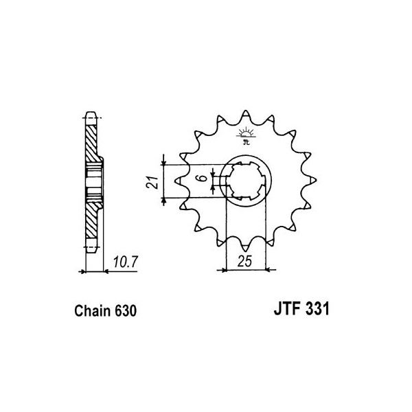 Pignon acier 15 dents JT Sprockets chaîne 630 Honda CB750K7 F2