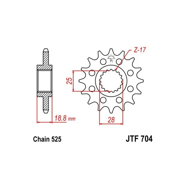 Pignon JT SPROCKETS acier standard 704 - 525