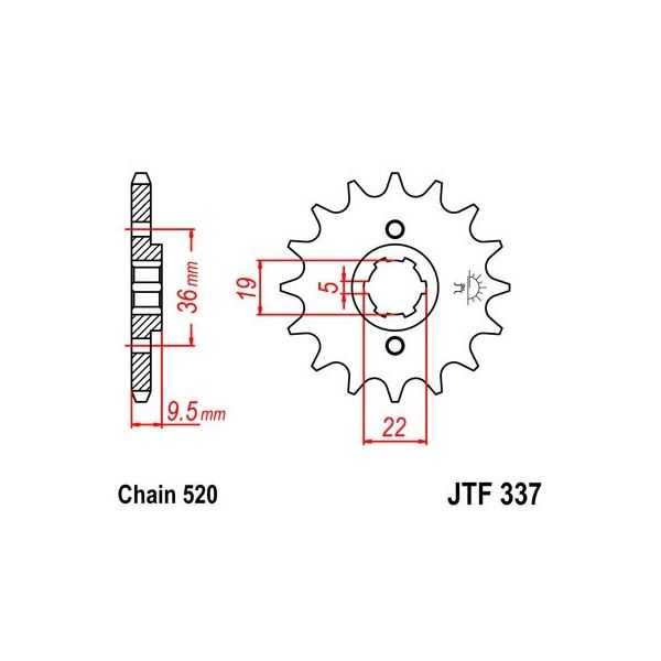 Pignon acier 12 dents JT Sprockets chaîne 520 HONDA TRX250R
