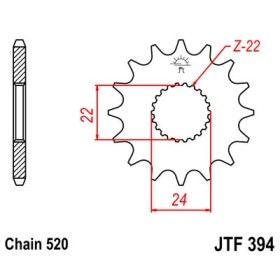 Pignon acier 14 dents JT Sprockets chaîne 520