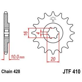 Pignon acier 14 dents JT Sprockets chaîne 428 SUZUKI VL125