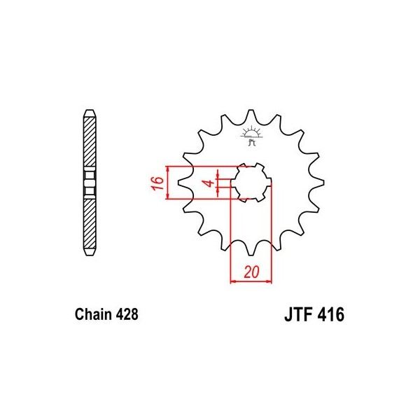 Pignon acier 13 dents JT Sprockets chaîne 428 Suzuki RM85