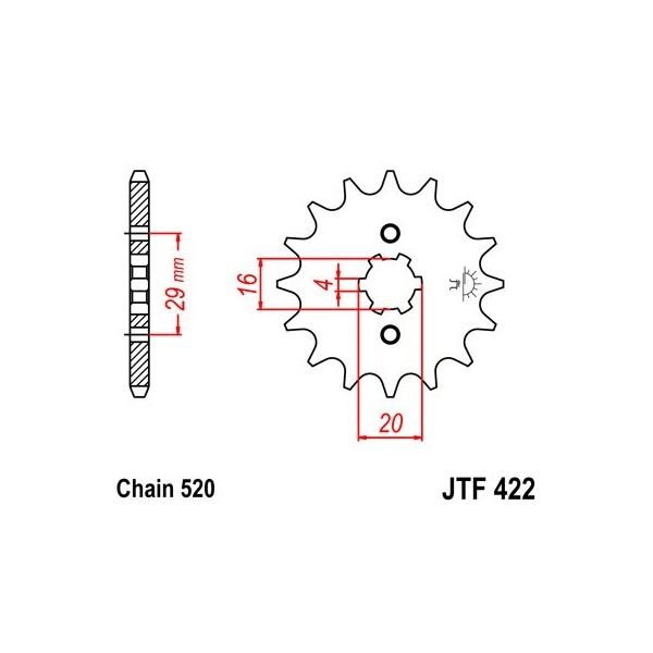 Pignon acier 12 dents JT Sprockets chaîne 520 