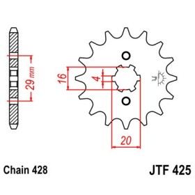 Pignon acier 16 dents JT Sprockets chaîne 428 SUZUKI RGV125