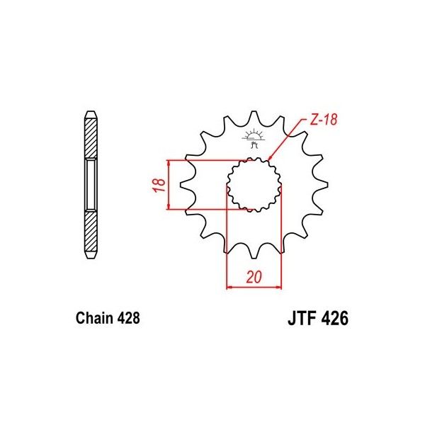 Pignon acier 14 dents JT Sprockets chaîne 428 