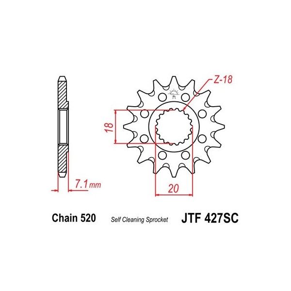 Pignon acier 12 dents JT Sprockets chaîne 520 Suzuki 