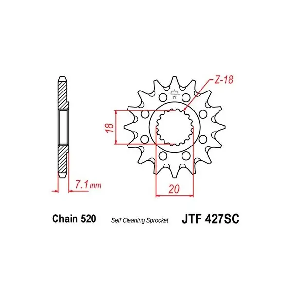 Pignon JT SPROCKETS acier anti-boue 427 - 520