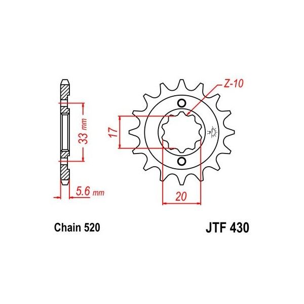 Pignon acier 14 dents JT Sprockets chaîne 520 Suzuki 