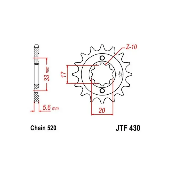 Pignon JT SPROCKETS acier standard 430 - 520