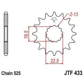 Pignon JT SPROCKETS acier standard 433 - 520