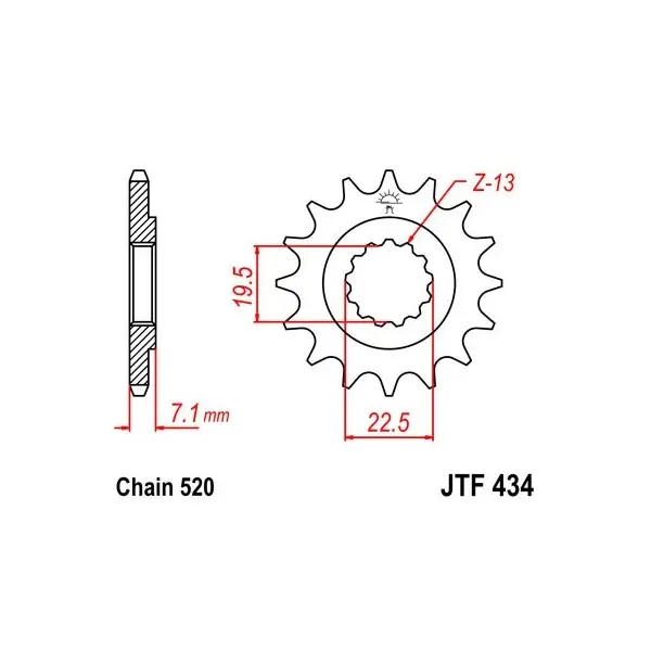 Pignon JT SPROCKETS acier standard 434 - 520