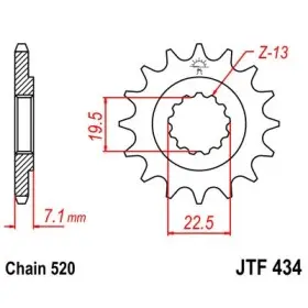 Pignon JT SPROCKETS acier standard 434 - 520