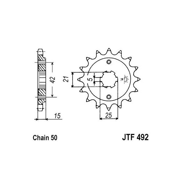 Pignon acier 15 dents JT Sprockets chaîne 520 Ducati 500 PANTAH